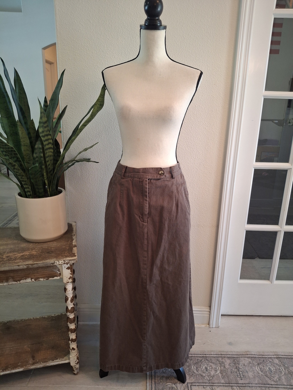 Vintage Woolrich Long A-Line Maxi Skirt in Brown